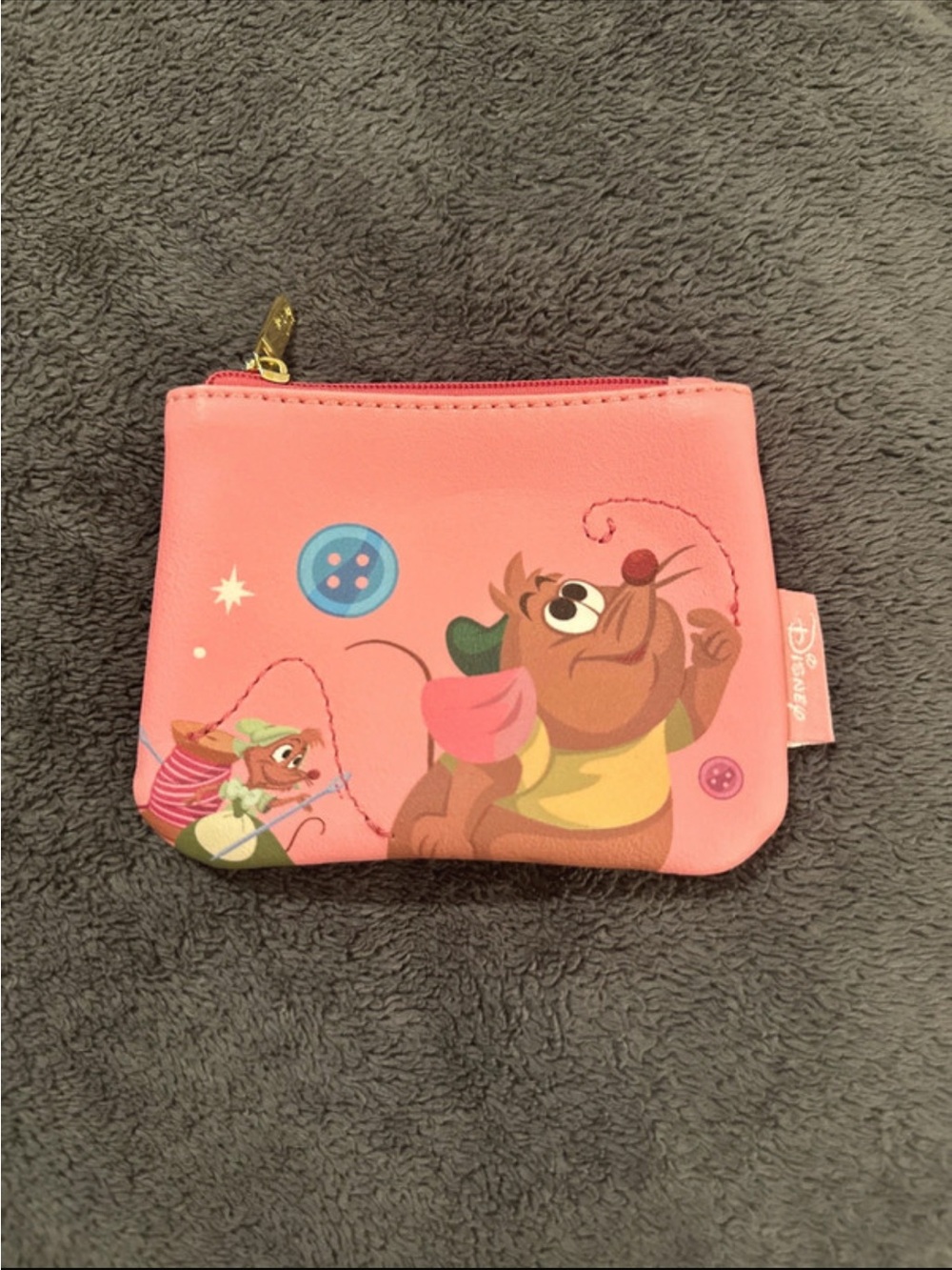 Disney Pink Cinderella Gus Gus Sewing Coin Purse